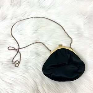 Vintage La Regale Black Satin Evening Purse Bag